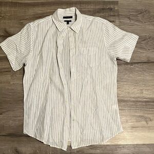 Banana Republic White and Blue Striped linen Shirt